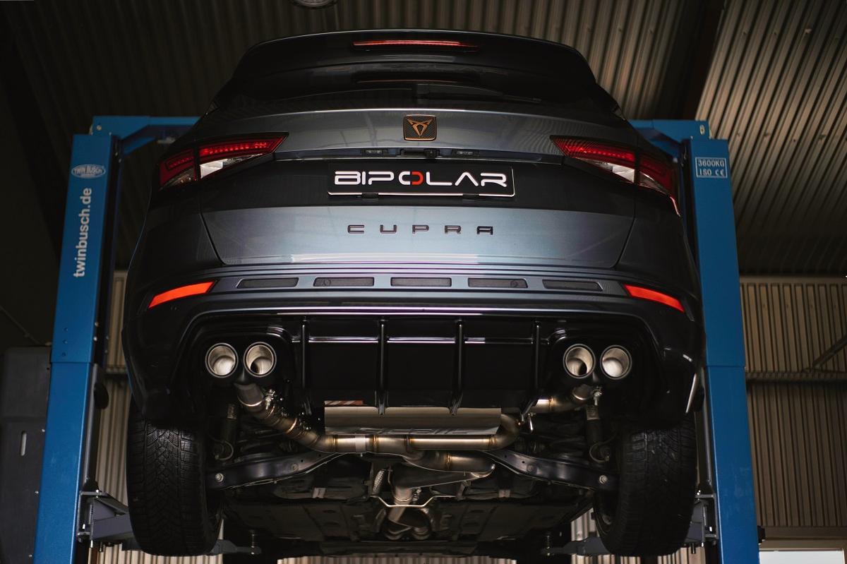 Grail Auspuffanlage Cupra Ateca 3.5-Zoll 4-flutig Chrom Endrohre an HJS Montage bei Grail