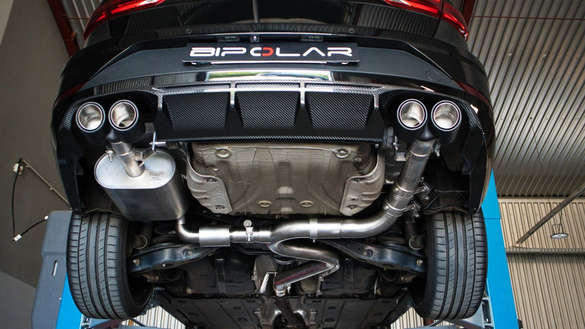 Grail Auspuffanlage Seat Leon Cupra R ST (DNUE) 3-Zoll 4-flutig Chrom Endrohre an Serie Montage bei Grail