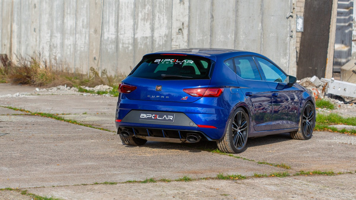 Grail Auspuffanlage Seat Leon Cupra 5F 3.5-Zoll Oval Schwarz (170x107) an Serie DNUC (290PS OPF) Montage bei Grail