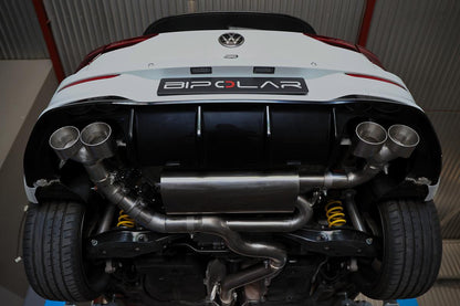 Grail Auspuffanlage Volkswagen Golf 8 R (DNFG) 4-flutig Carbon Endrohre an HJS Montage bei Grail