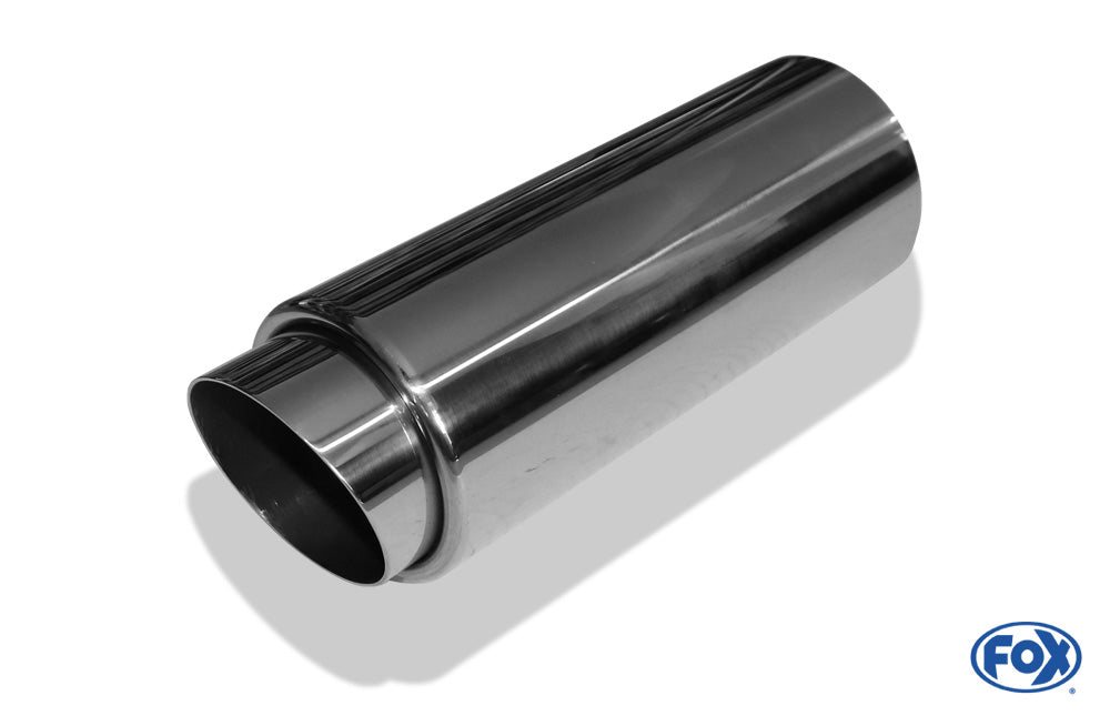 FOX Anschweißendrohr Typ 27 - Racing Design Ø 80mm außen - 65mm innen an der Vorderseite/ Länge: 330 mm / Einsatz: 90mm lang