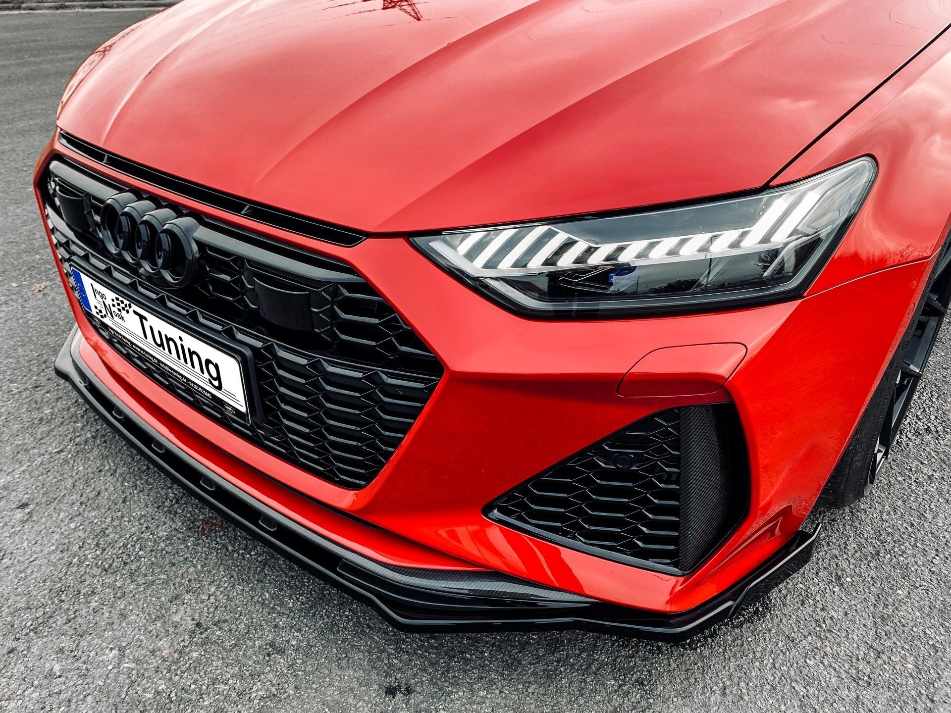 CUP Frontspoilerlippe ABS mit Seitenwing Audi RS7 Typ C8 4K Schwarz Glanz