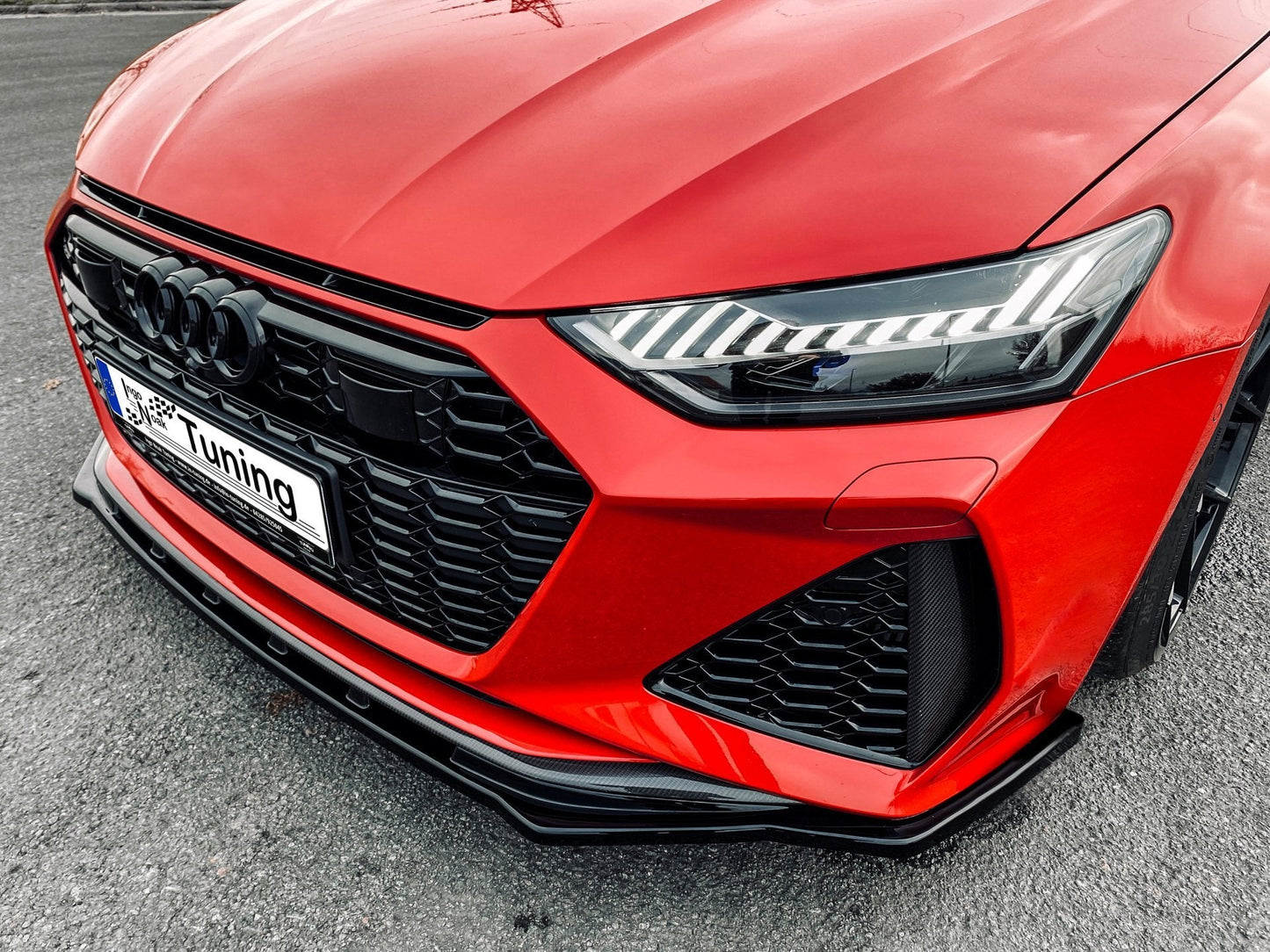 CUP Frontspoilerlippe ABS Audi RS7 Typ C8 4K ab Bj.:2019 - Schwarz Glanz