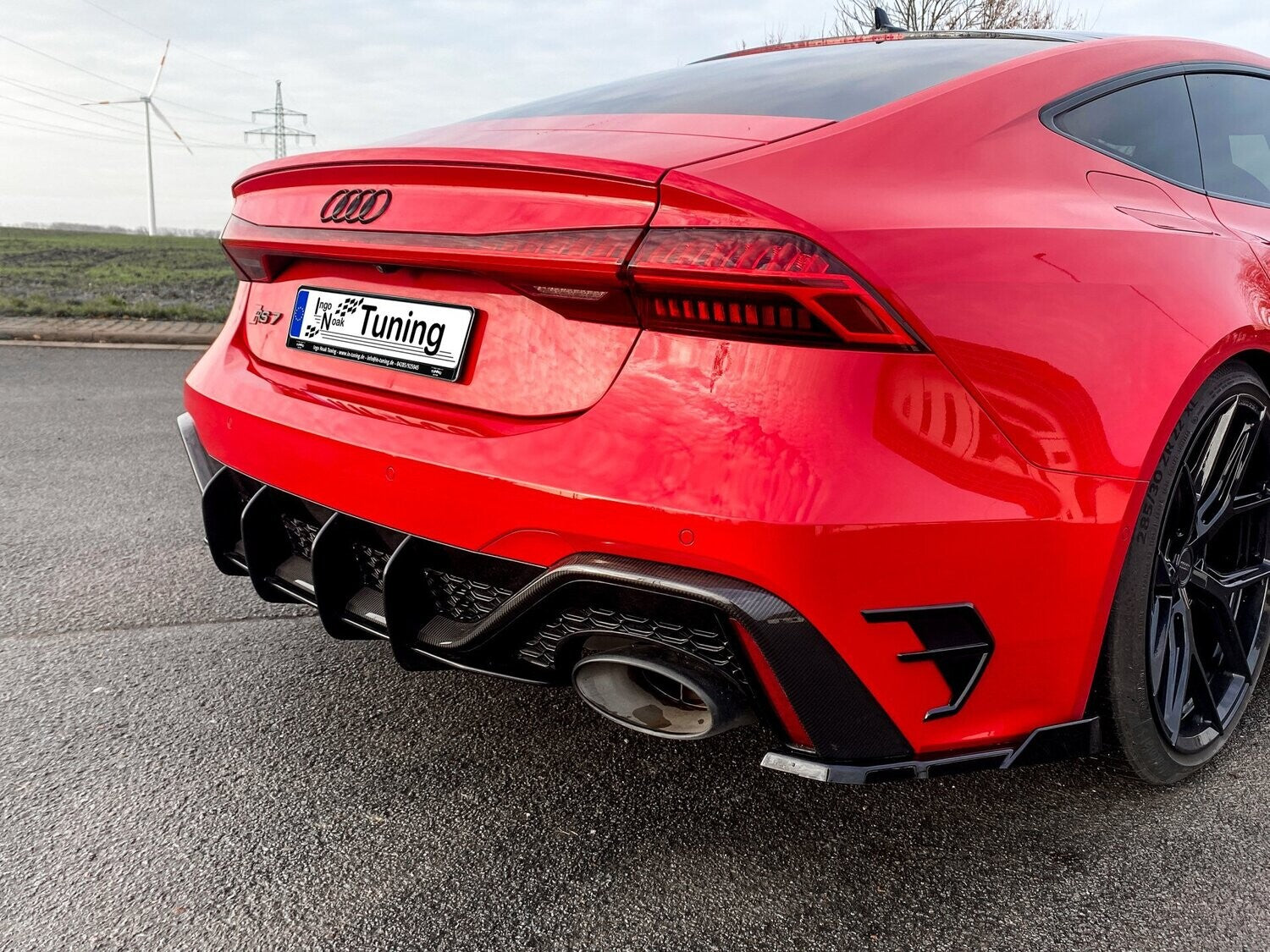 Gefräster Heckansatz Audi RS7 Typ C8 4K ab Bj.:2019 - Schwarz Matt