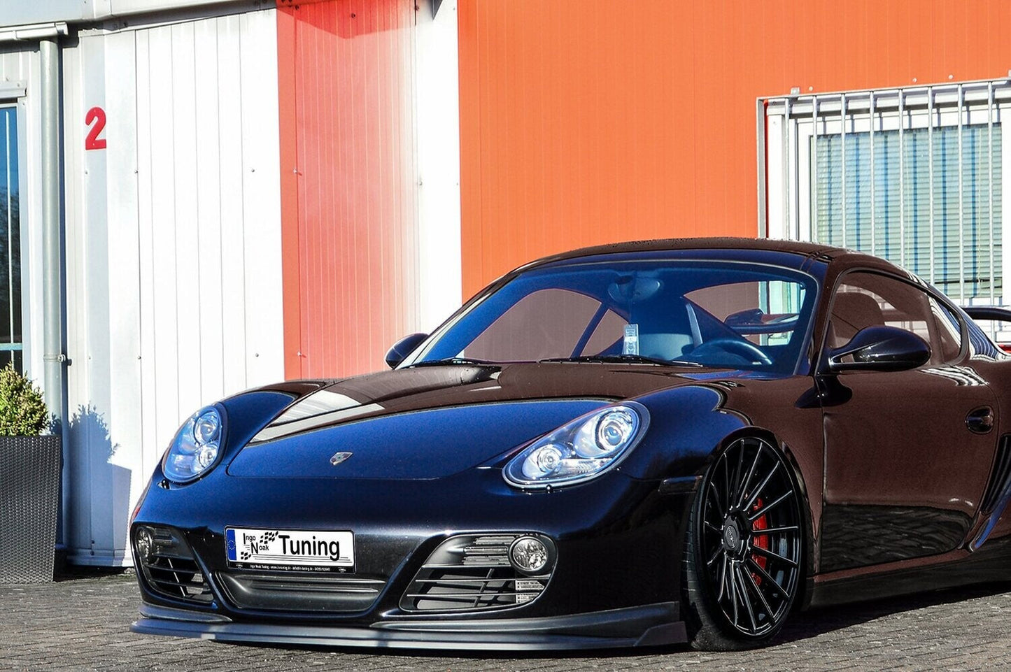 CUP Frontspoilerlippe ABS mit Seitenwing Porsche Cayman 987 Schwarz Matt
