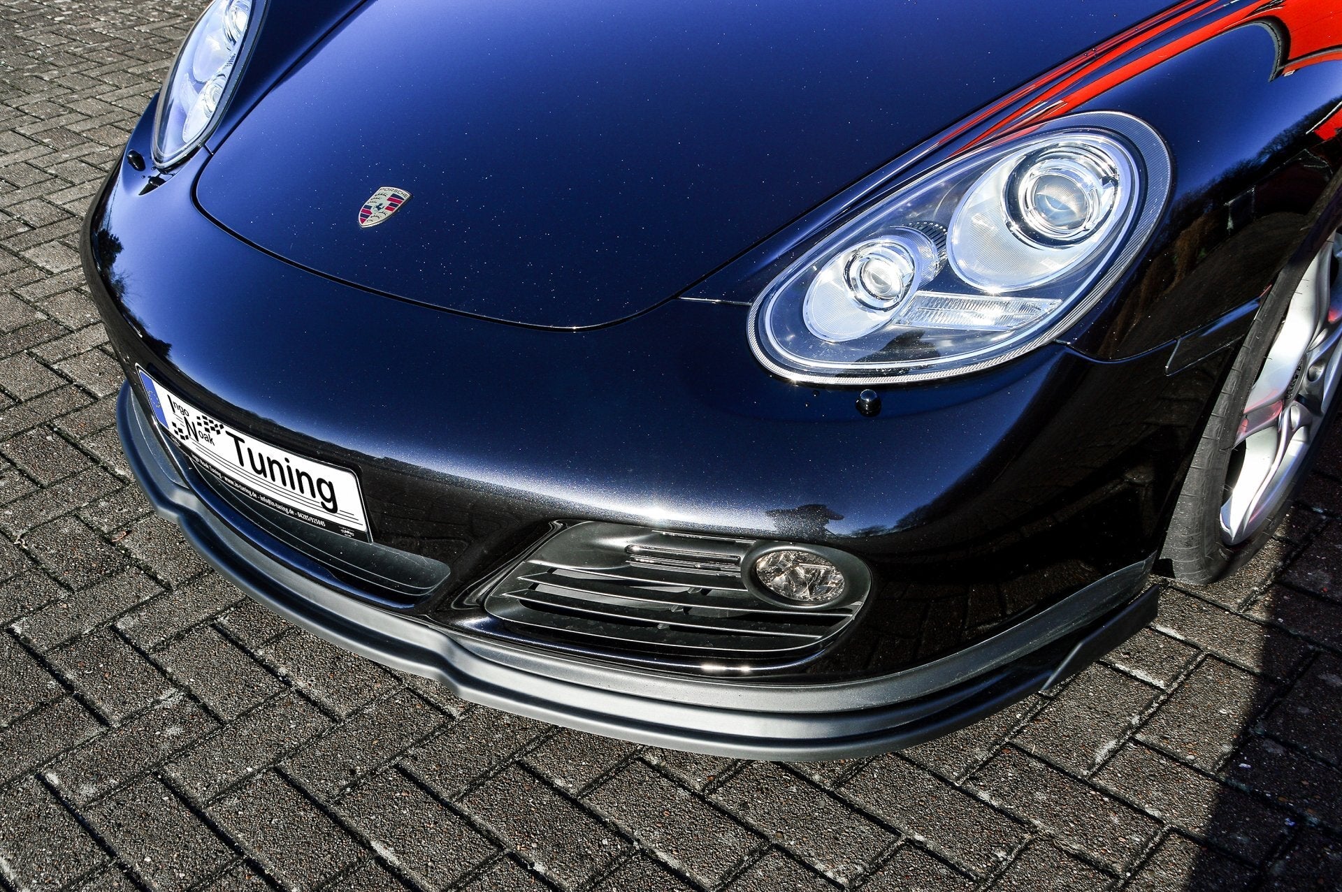CUP Frontspoilerlippe ABS mit Seitenwing Porsche Cayman 987 Schwarz Matt