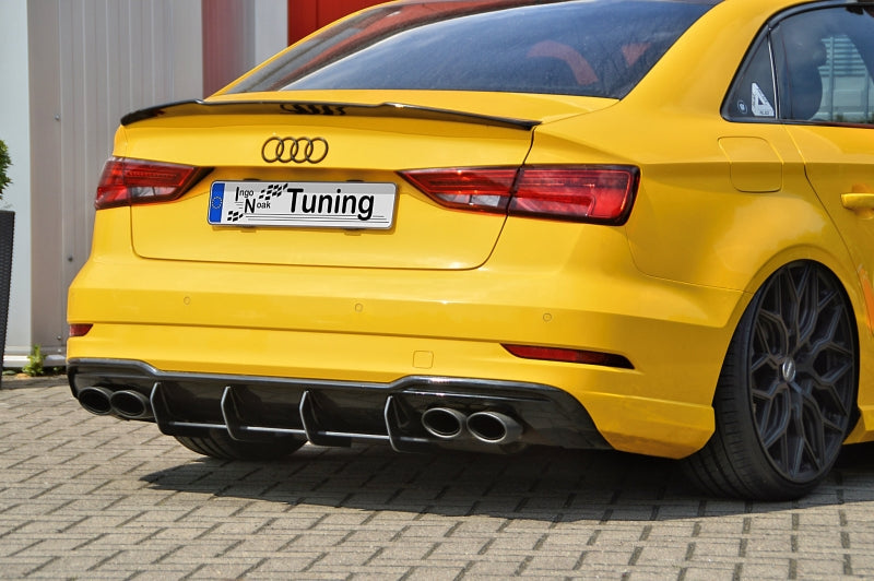 Gefräster Heckansatz Audi A3, 8V, S-Line + S3, Limousine Schwarz Matt