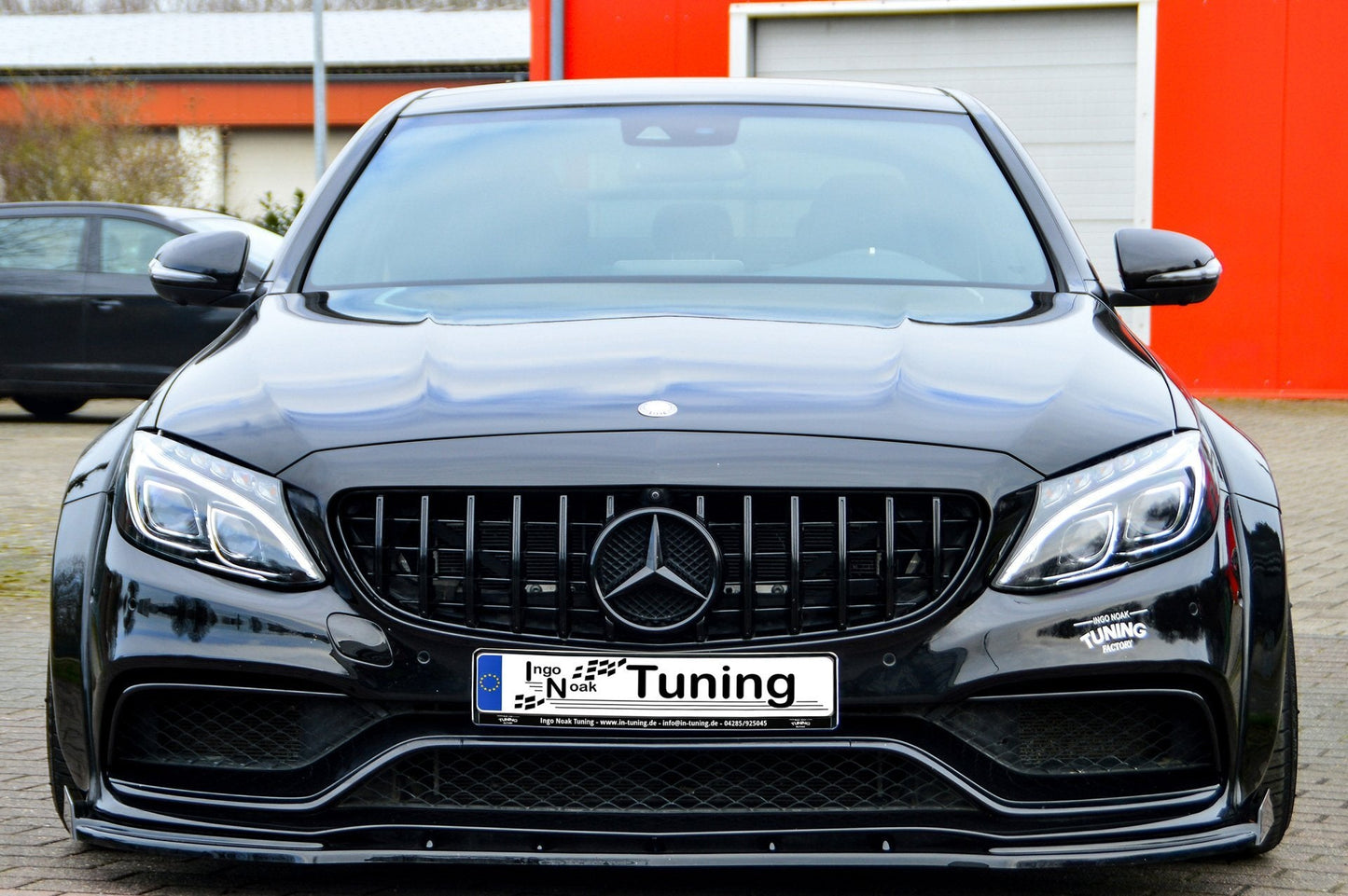 CUP Frontspoilerlippe mit Seitenwing Mercedes Benz C63 AMG W205 Schwarz Glanz