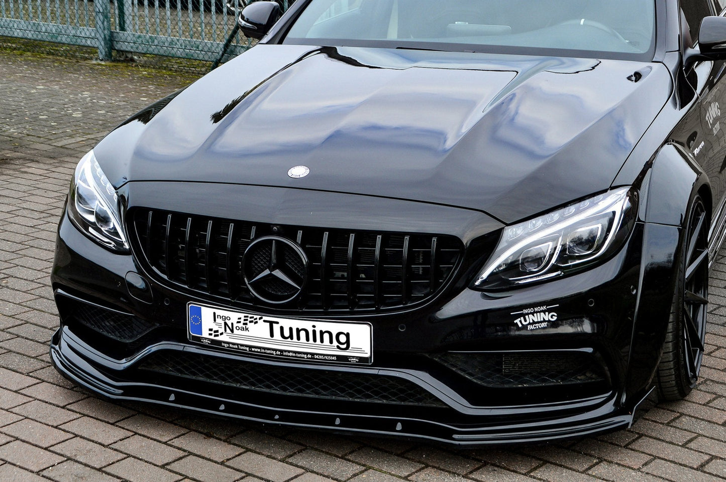 CUP Frontspoilerlippe mit Seitenwing Mercedes Benz C63 AMG S205 T-Modell Schwarz Matt