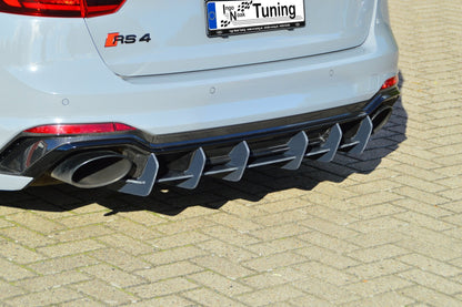 Gefräster Heckansatz Audi RS4, B9, Avant Bj.: 2017-2020 Schwarz Matt