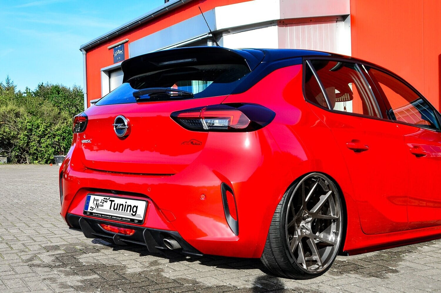 Gefräster Heckansatz Opel Corsa F, GS-Line ab Bj.: 2019- Schwarz Matt