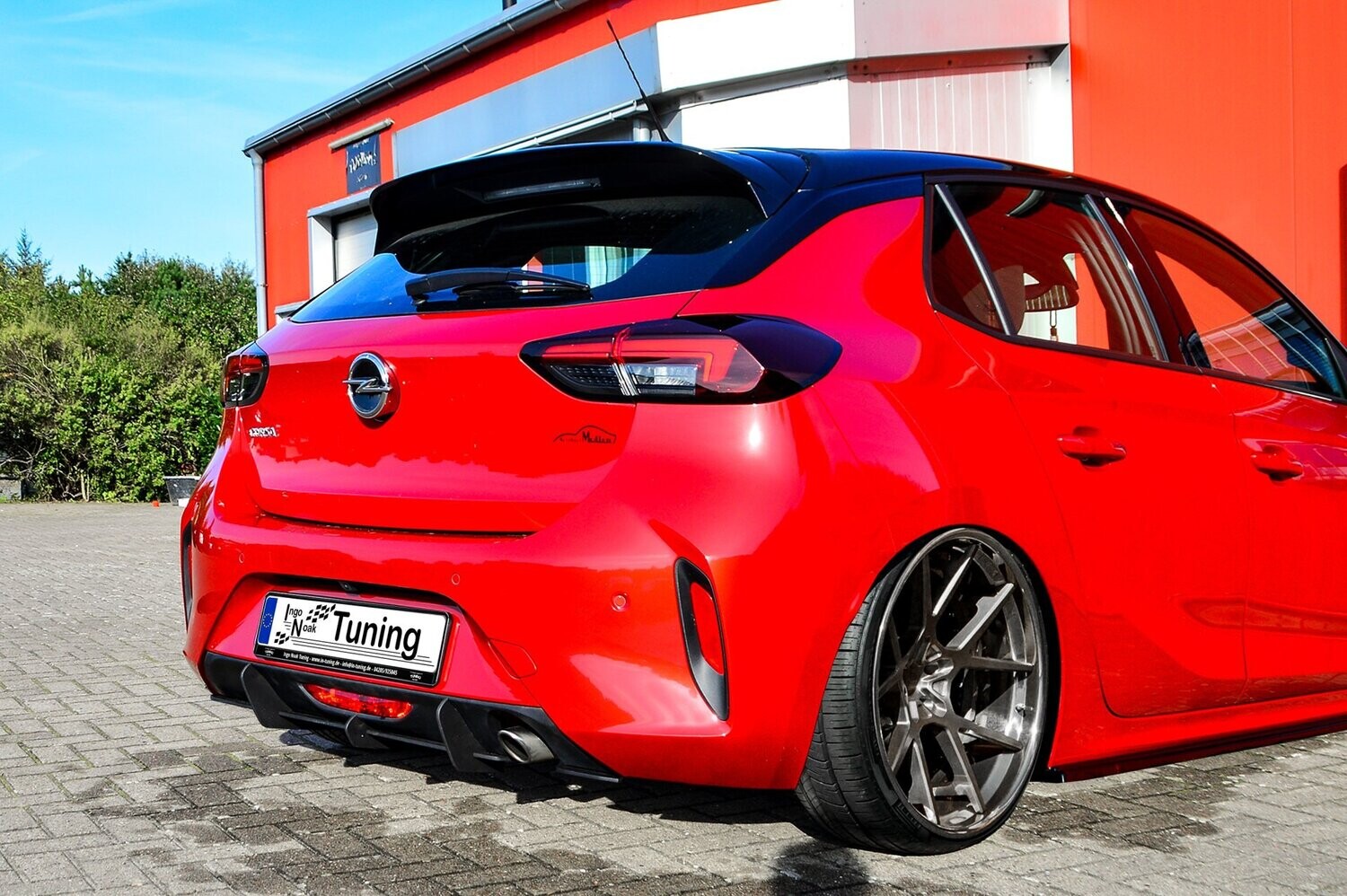 Gefräster Heckansatz Opel Corsa F, GS-Line ab Bj.: 2019- Schwarz Matt