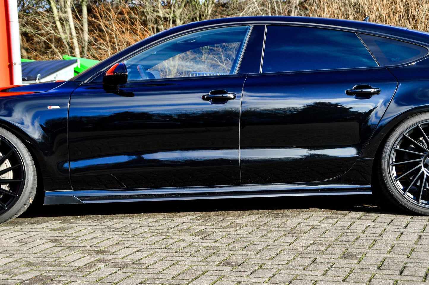 Seitenschwellersatz mit Wing Audi A7 4G C7 Facelift Bj.:2014-2018 Schwarz Matt