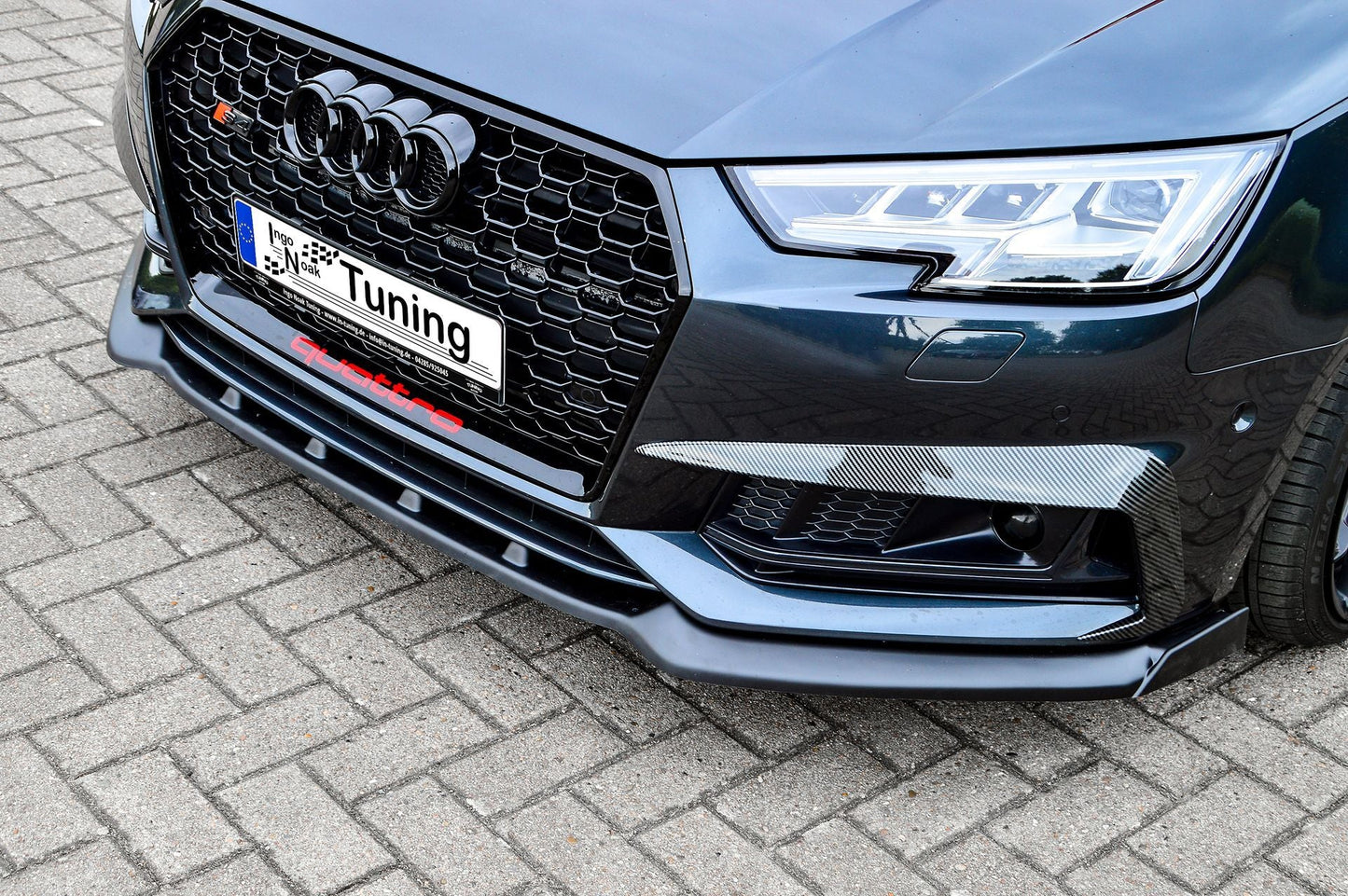CUP Frontspoilerlippe ABS mit Seitenwing Audi A4 B9 Schwarz Glanz