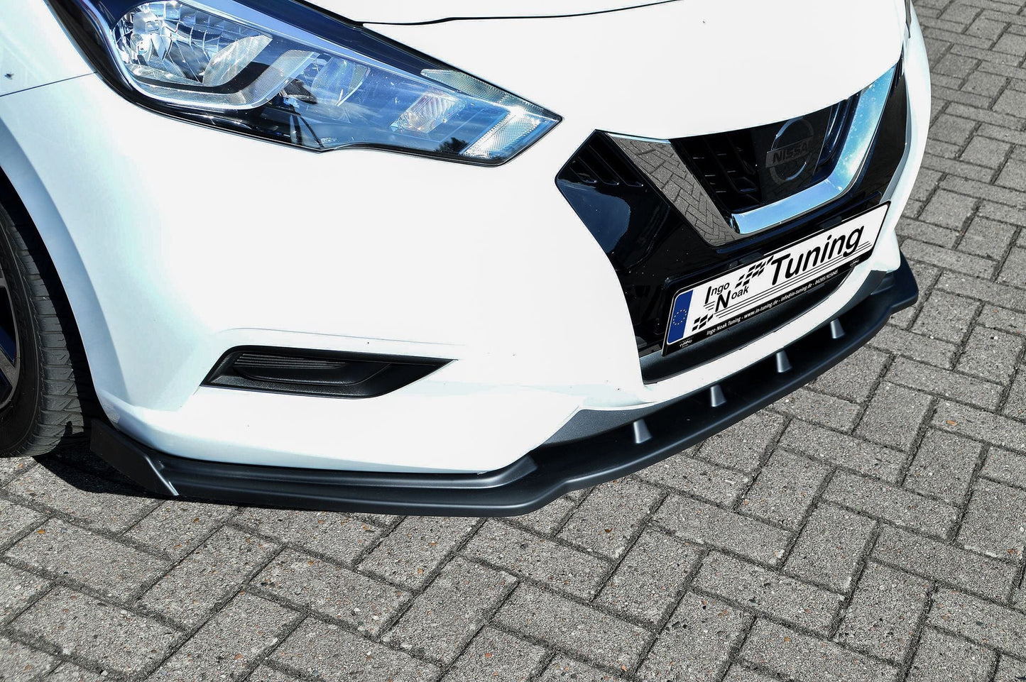 CUP Frontspoilerlippe ABS mit Seitenwing Nissan Micra K14 Schwarz Glanz