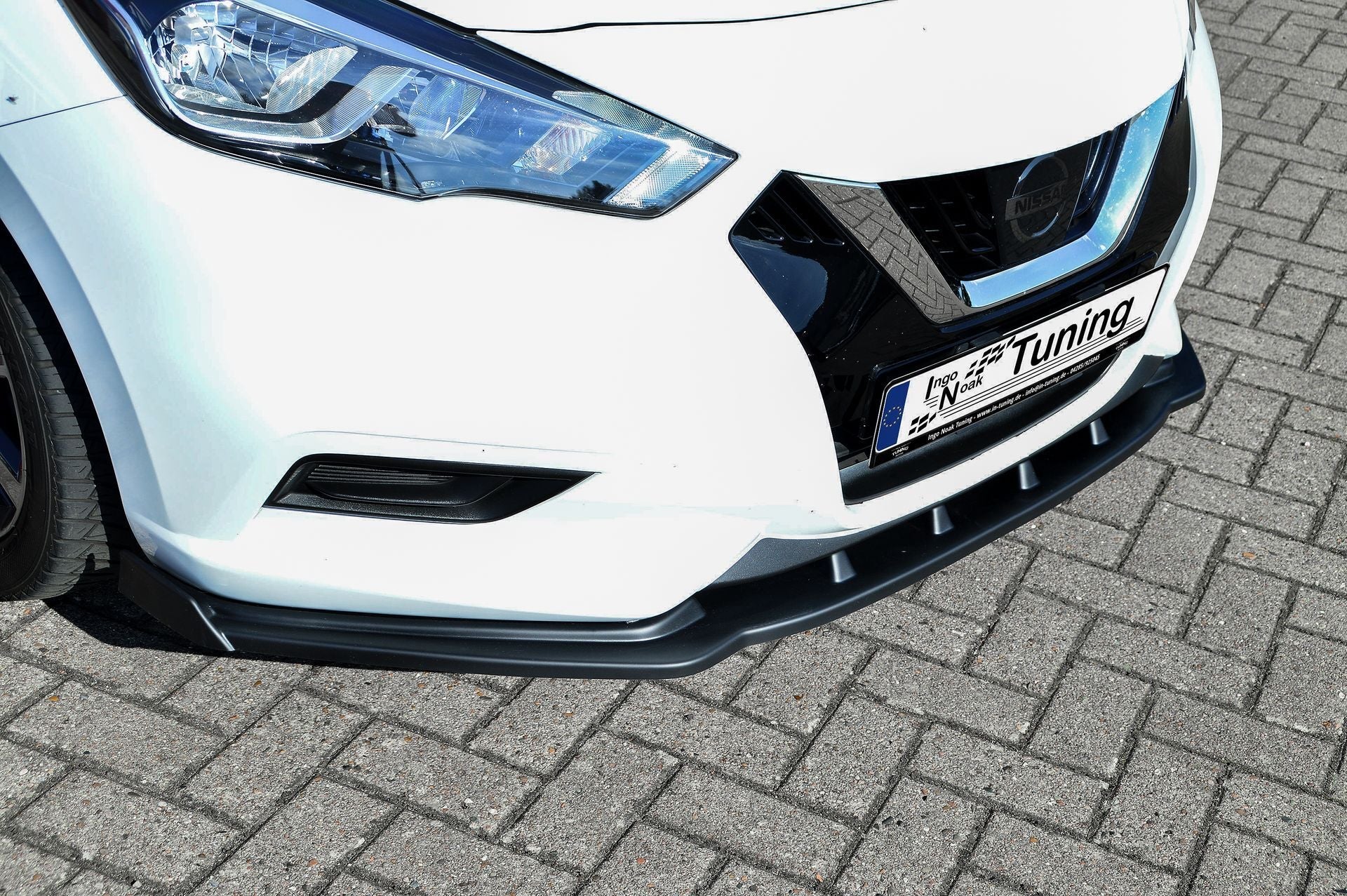 CUP Frontspoilerlippe ABS mit Seitenwing Nissan Micra K14 Schwarz Glanz