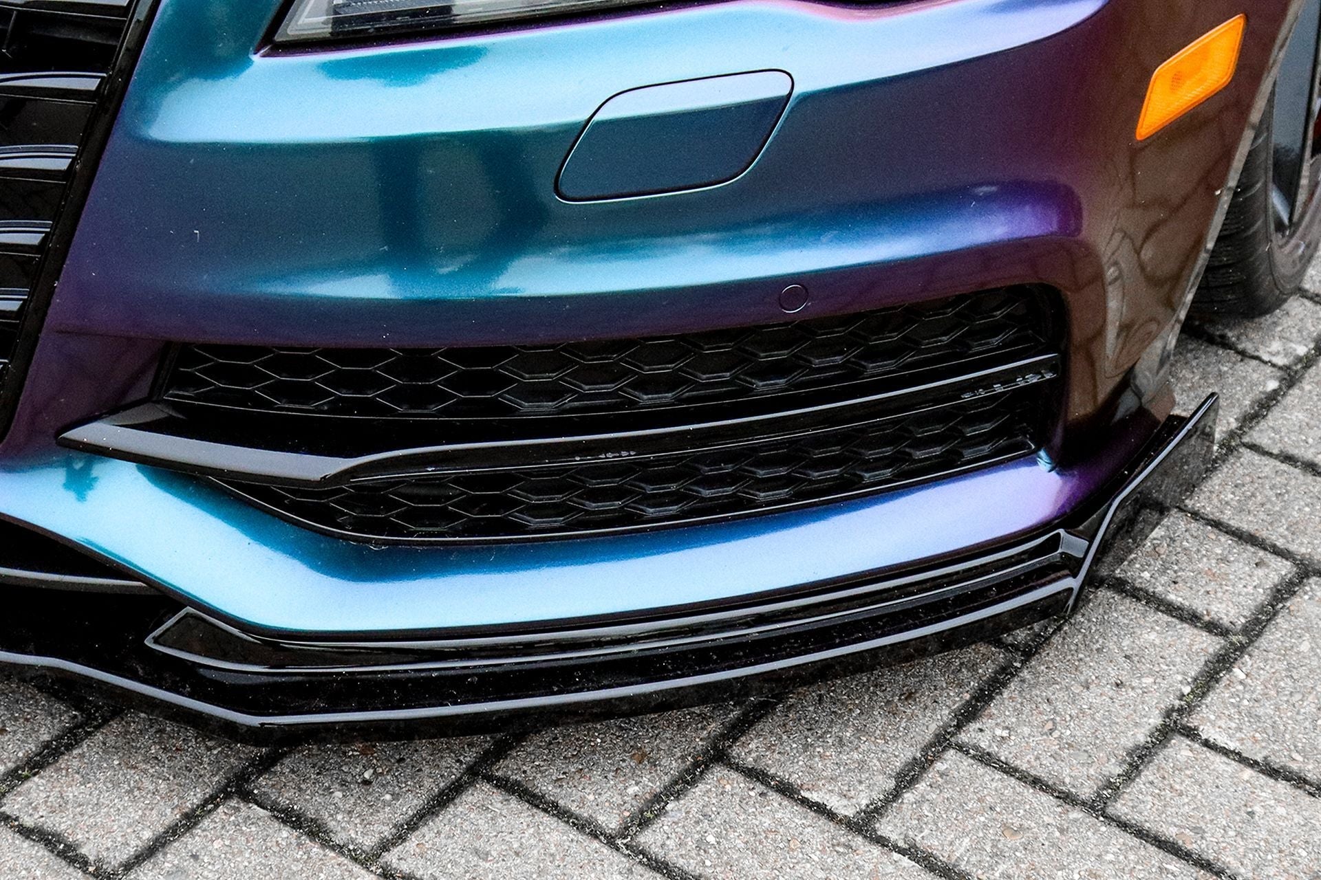 CUP Frontspoilerlippe ABS mit Seitenwing Audi A7 S-Line + S7 C7 Schwarz Matt