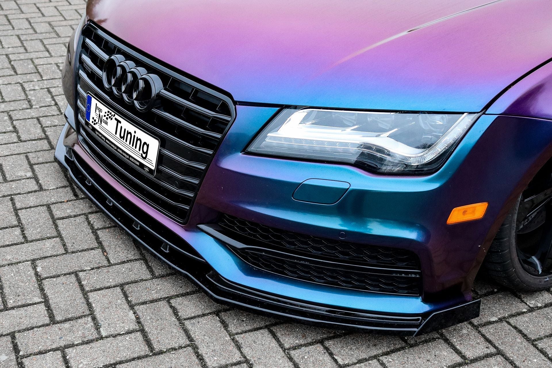 CUP Frontspoilerlippe ABS mit Seitenwing Audi A7 S-Line + S7 C7 Schwarz Matt