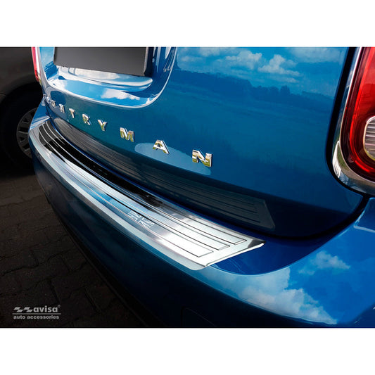 Edelstahl Heckstoßstangenschutz passend für Mini Countryman F60 2016-2020 'flag/lines'