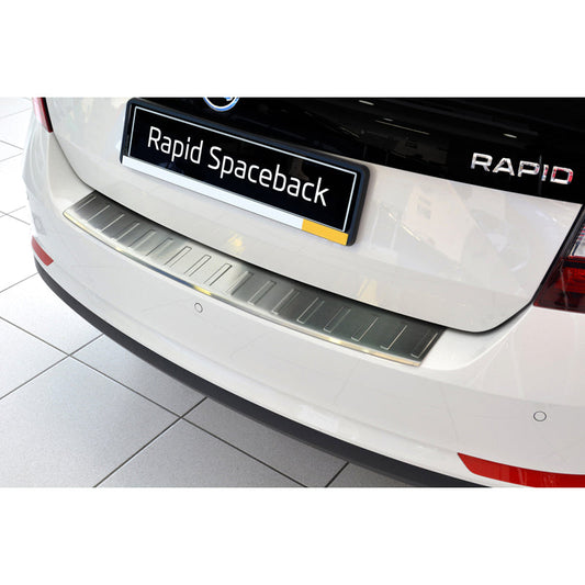 Edelstahl Heckstoßstangenschutz passend für Skoda Rapid Spaceback 2013-2019 'Ribs'