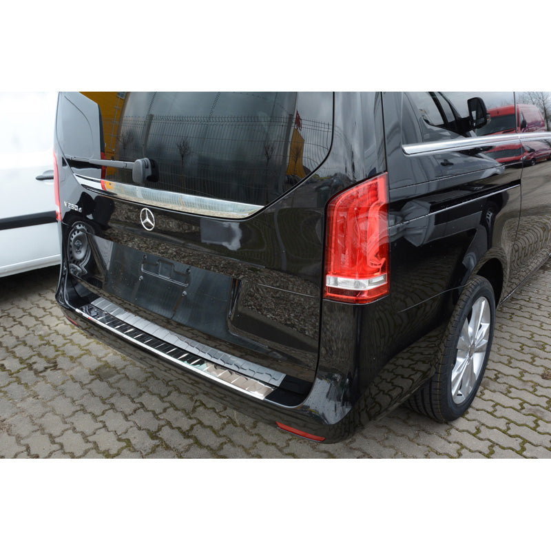 Chrom Edelstahl Heckstoßstangenschutz passend für Mercedes Vito / V-Klasse 2014-2019 & Facelift 2019- 'Ribs'