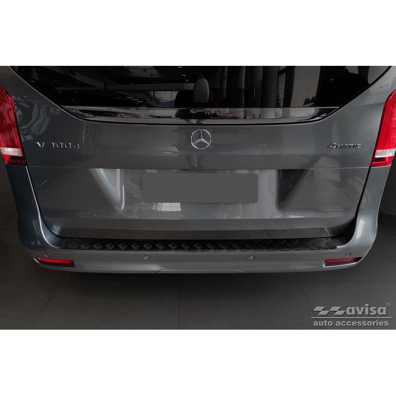 Matt-Schwarz Aluminium Heckstoßstangenschutz passend für Mercedes Vito & V-Klasse 2014-2019 & Facelift 2019- 'Riffled Plate'