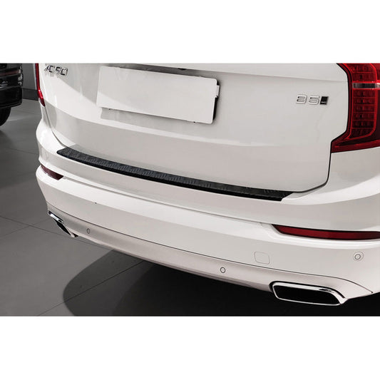 Matt-Schwarz Aluminium Heckstoßstangenschutz passend für Volvo XC90 II 2015- 'Riffled Plate'