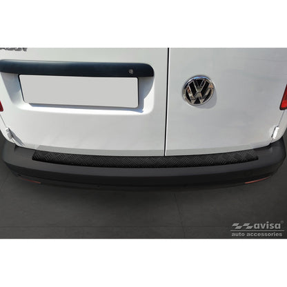 Matt-Schwarz Aluminium Heckstoßstangenschutz passend für Volkswagen Caddy 2004-2015 & FL 2015-2020 'Riffled Plate'