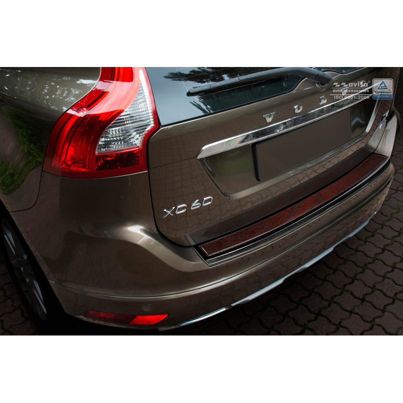 Edelstahl Heckstoßstangenschutz 'Deluxe' passend für Volvo XC60 2013-2016 Schwarz/Rot-Schwarz Karbon