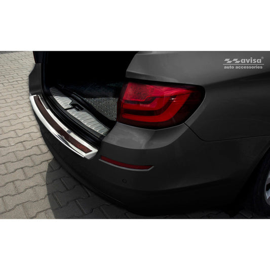 Edelstahl Heckstoßstangenschutz 'Deluxe' passend für BMW 5er F11 Touring 2010-2016 Chrom/Rot-Schwarz Karbon