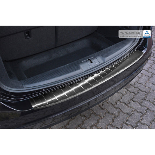 Schwarz Edelstahl Heckstoßstangenschutz passend für Seat Alhambra & Volkswagen Sharan II 2010- 'Ribs'