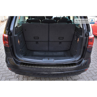 Schwarz Edelstahl Heckstoßstangenschutz passend für Seat Alhambra & Volkswagen Sharan II 2010- 'Ribs'