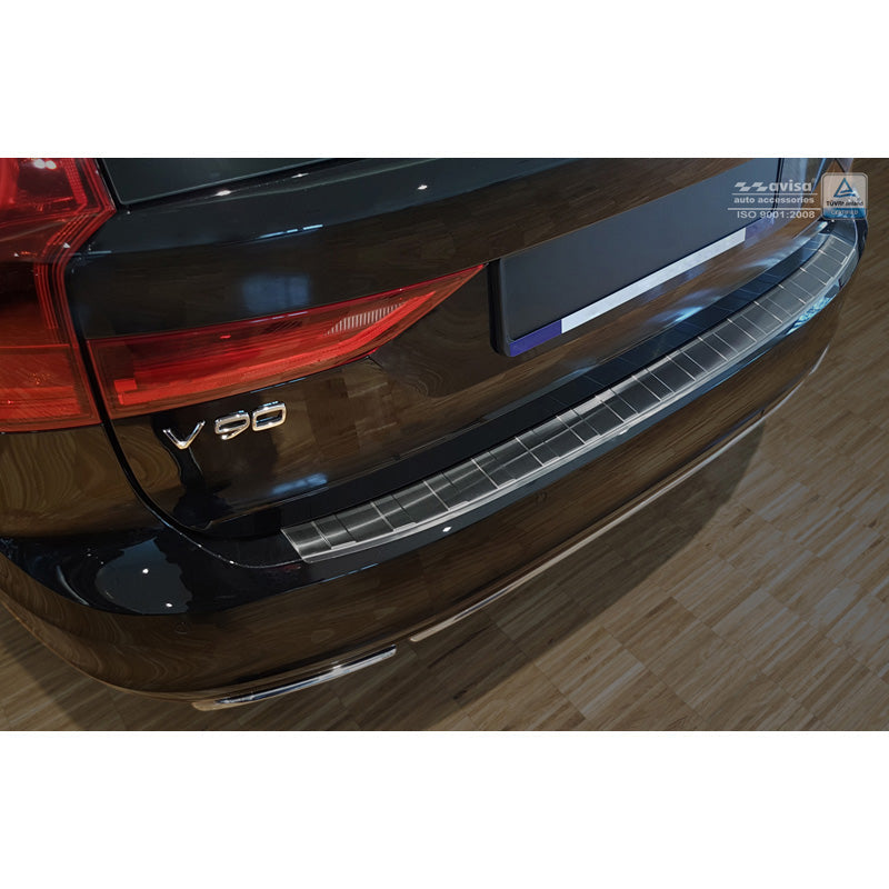 Schwarz Edelstahl Heckstoßstangenschutz passend für Volvo V90 9/2016- 'Ribs'