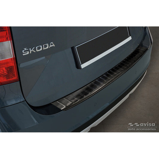 Schwarz Edelstahl Heckstoßstangenschutz passend für Skoda Yeti 4x4 Outdoor version/Adventure 2013-2015 & Facelift 2015-2017 'Ribs'