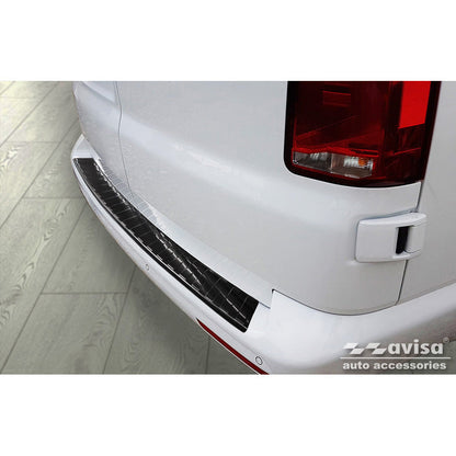 Schwarz Edelstahl Heckstoßstangenschutz passend für VW Transporter T5 2003-2015 (Alle) & T6 2015- / FL 2019- (mit Hecktüren) 'XL' 'Ribs'