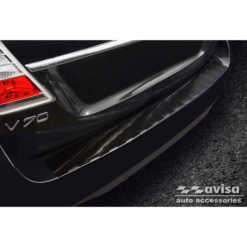 Schwarz Edelstahl Heckstoßstangenschutz passend für Volvo V70 Facelift 2013-2016 'Ribs'