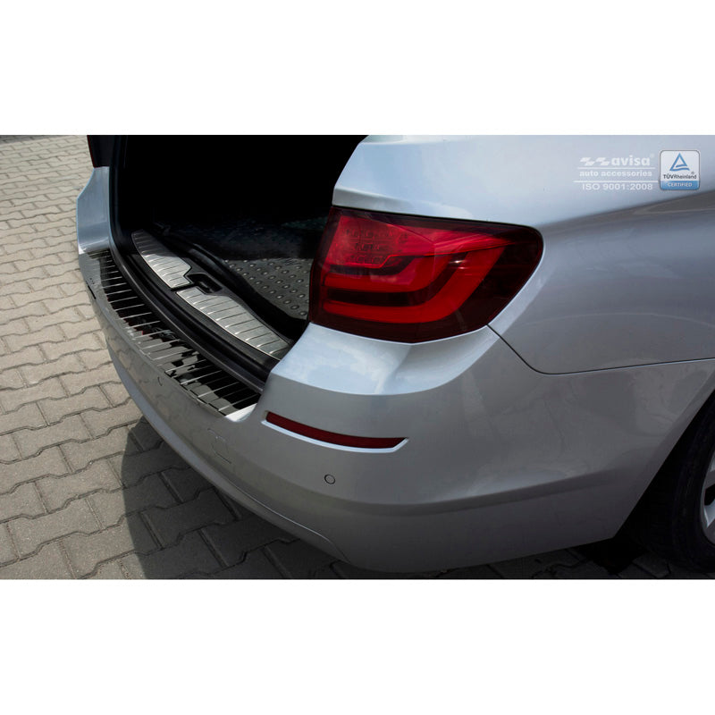 Spiegelschwarz Edelstahl Heckstoßstangenschutz passend für BMW 5er F11 Touring 2010-2016 'Ribs'