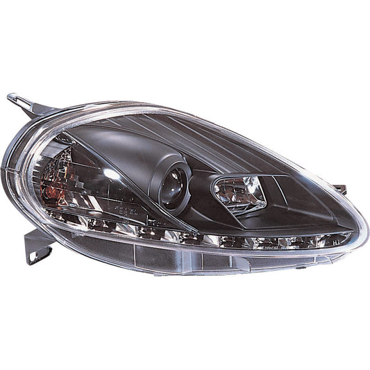 Satz Frontscheinwerfer inkl. TFL passend für Fiat Grande Punto 2005-2008 - Schwarz - inkl. Motor