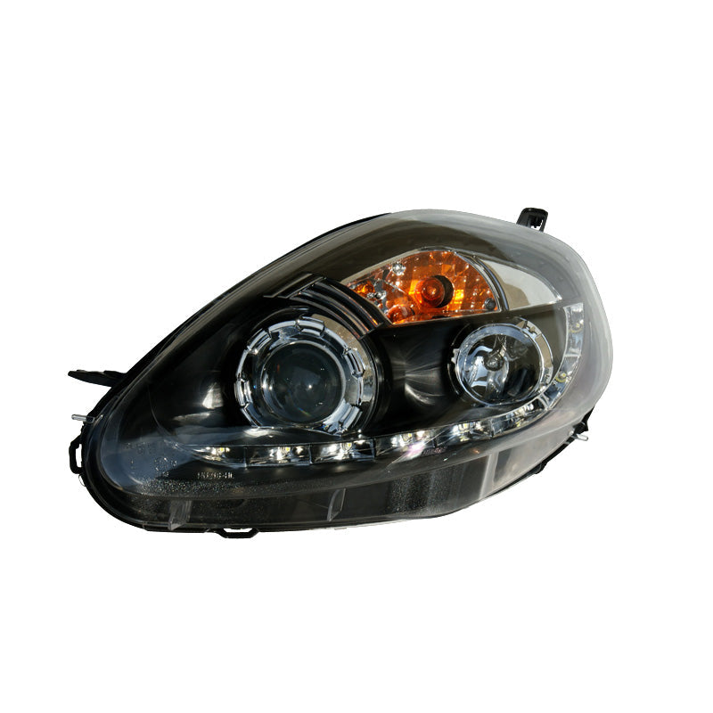 Satz Frontscheinwerfer TFL-Look passend für Fiat Grande Punto 2005-2008 - Schwarz
