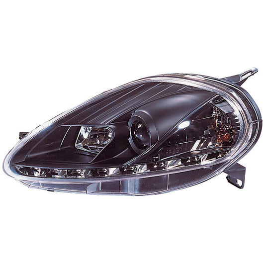 Satz Frontscheinwerfer TFL-Look passend für Fiat Grande Punto 2008- - Schwarz