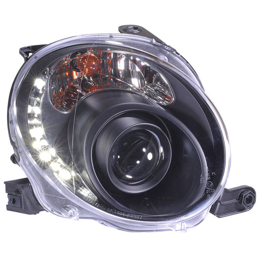 Satz Frontscheinwerfer TFL-Look passend für Fiat 500 2007- - Schwarz
