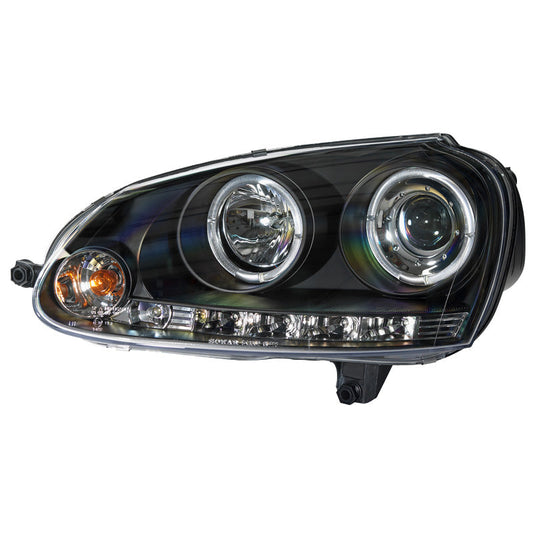 Satz Frontscheinwerfer passend für Volkswagen Golf V 2003-2008 - Schwarz - inkl. Standlichtringen