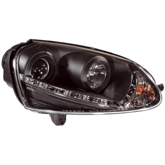 Satz Frontscheinwerfer TFL-Look passend für Volkswagen Golf V 2003-2008 - Schwarz