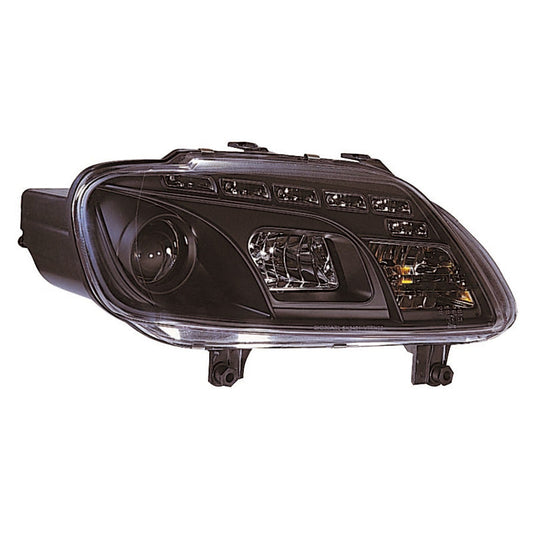 Satz Frontscheinwerfer TFL-Optik passend für Volkswagen Touran 2003-2006 & Caddy II 2004-2010 - Schwarz