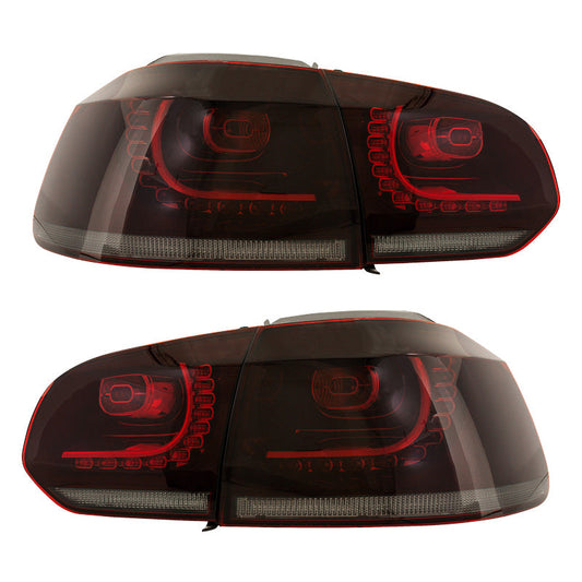 Satz R-Look LED Heckleuchten passend für Volkswagen Golf VI 2008-2012 exkl. Variant - Rot/Klar/Rauchglas - inkl. Dynamic Running Light