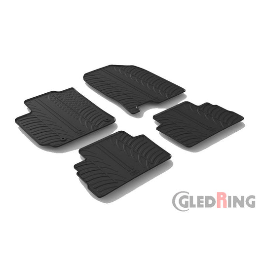 Satz Gummimatten passend für Hyundai Kona 7/2017- exkl. Hybrid/EV (T Profil 4-teilig + Montage-clips)