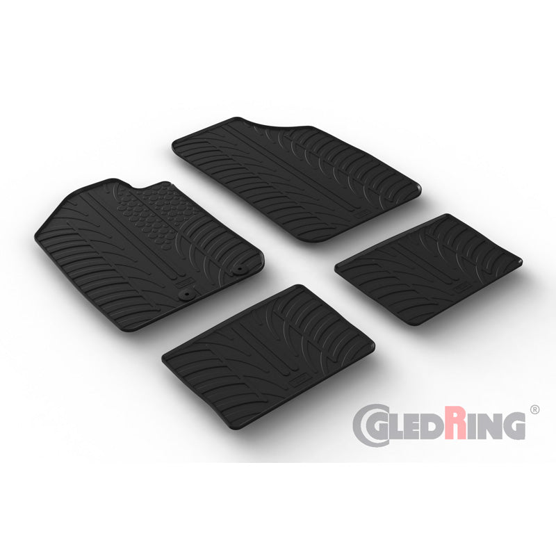 Satz Gummimatten passend für Dacia Spring EV 2021- (T Profil 4-teilig + Montage-clips)