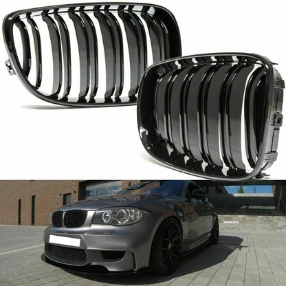 Kühlergrill Gloss Black BMW 1 E81/E82/E87/E88 Facelift 2007-2011 Dual Line