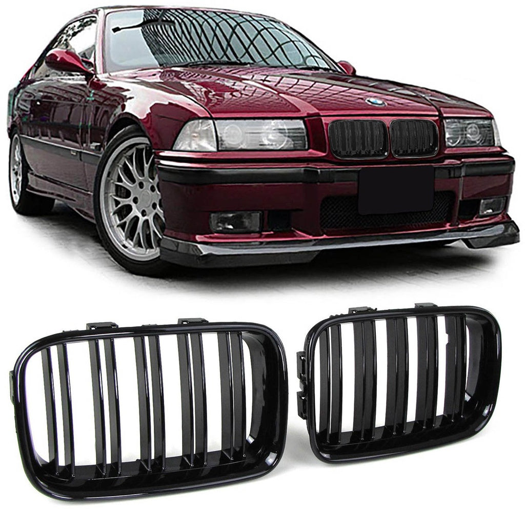 Kühlergrill Gloss Black BMW 3 (E36) Dual Line 1991-1996 Fronteinbau ABS Kunststoff