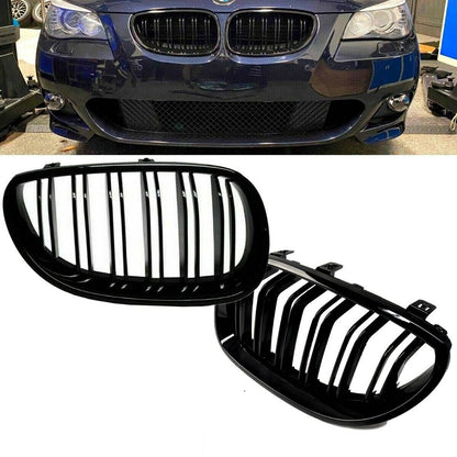 Kühlergrill Glanzschwarz BMW 5 Limousine Touring E60 E61 2003-2010 Doppel-Linie